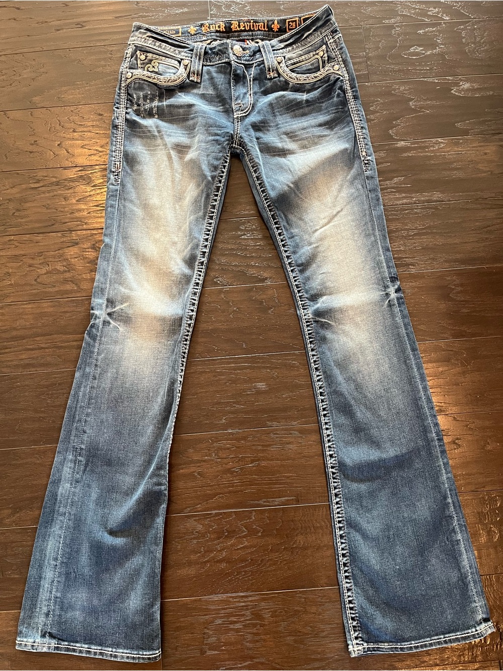 Rock Revival Bootcut Jeans with Embellished Pockets